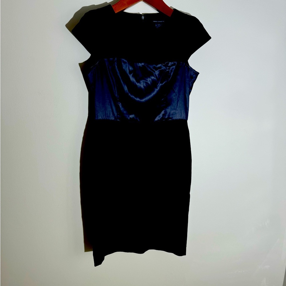 French Connection Sheath Dress Black with Satin Accent size 10